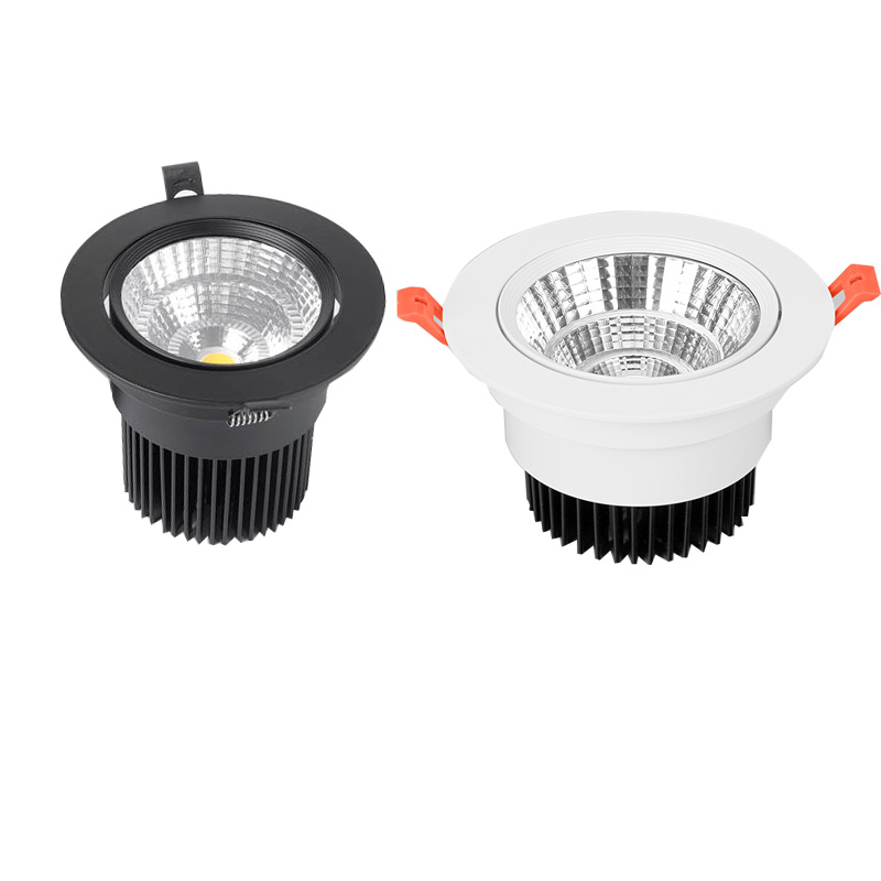 Recessed 디 밍이 가능한 LED 천장 조명 램프 3W/ 5W/ 7W/ 9W /12W/ 15W 라운드 COB 스포트 라이트 Downlights AC85-265V